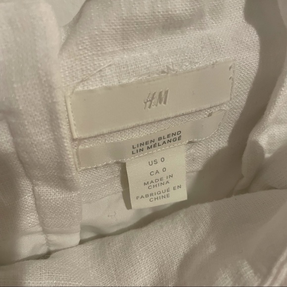H&M White Linen Button Front Paperbag Skirt Sz 0 - Picture 4 of 6